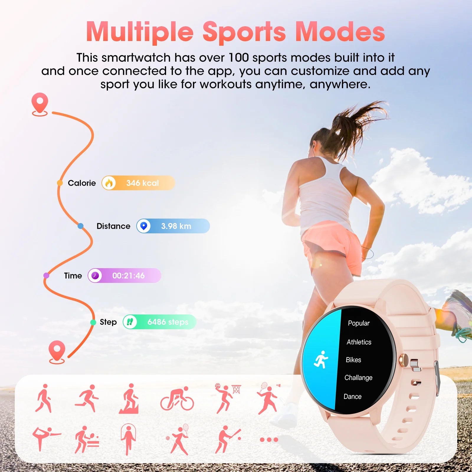 CARKIRA Bluetooth Calling Fitness Tracker 1.39 Inch Black with Sport Band