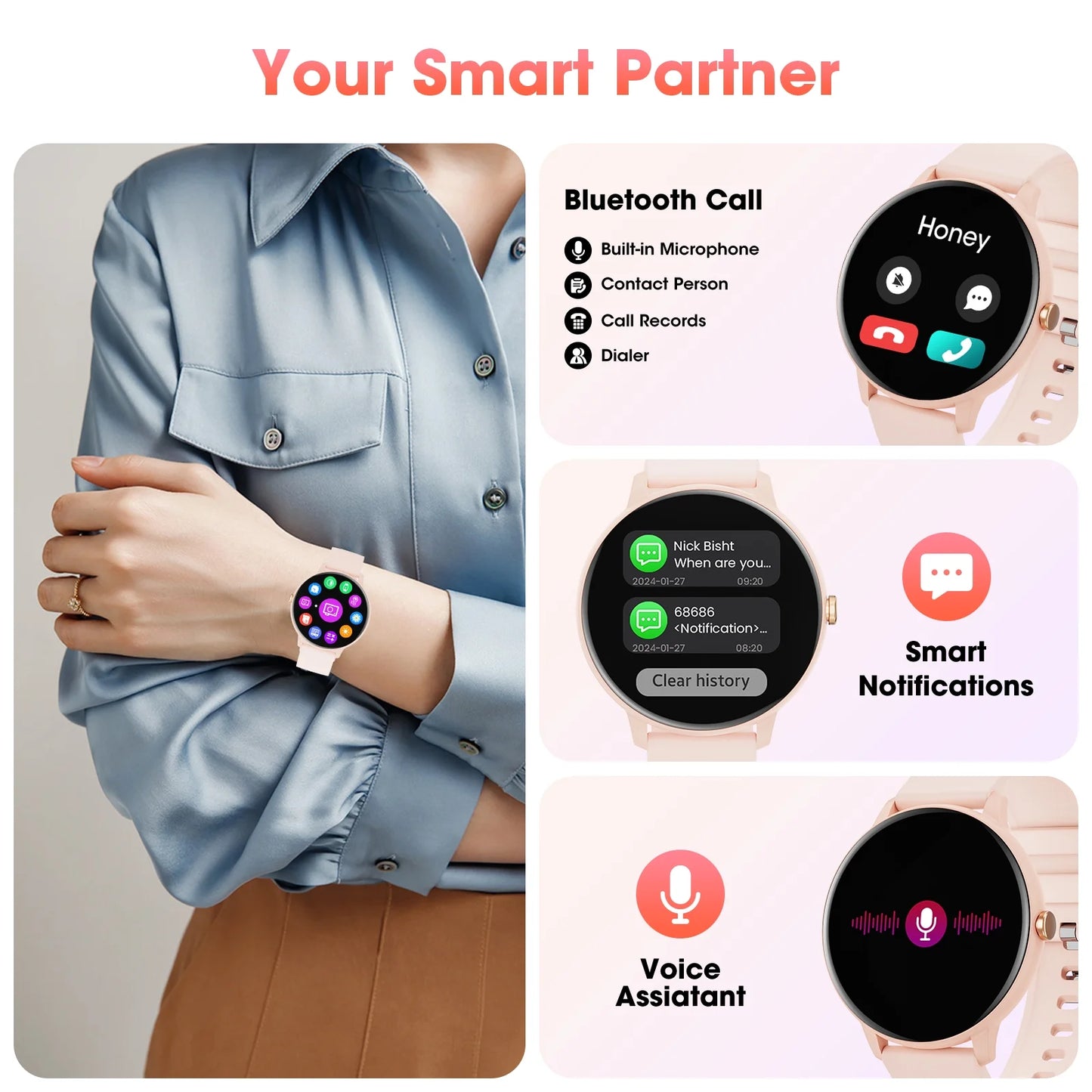 CARKIRA Bluetooth Calling Fitness Tracker 1.39 Inch Black with Sport Band